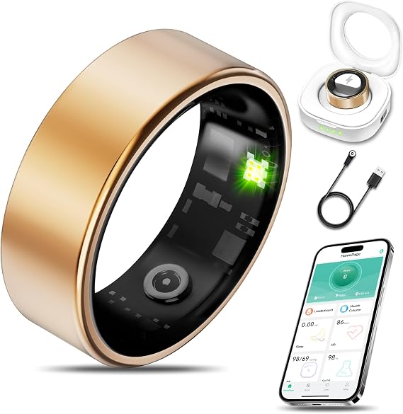 Smart Health Ring Fitness Tracker for Men Women, Sleep, Stress & Activity Monitoring, IP68 Waterproof, Long Lasting Battery, Coral 8