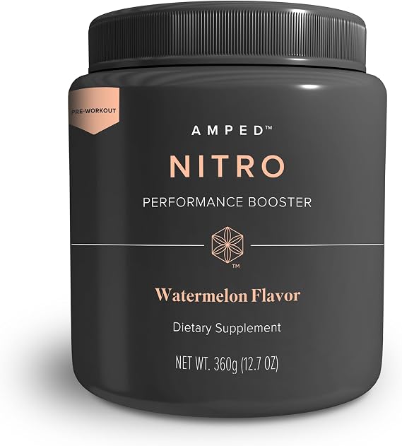 Amped Nitro - Pre-Workout Performance Booster w/Scientifically Proven Ingredients - Watermelon Flavor - Informed Sport Certified - Third-Party Quality Tested 20 Servings