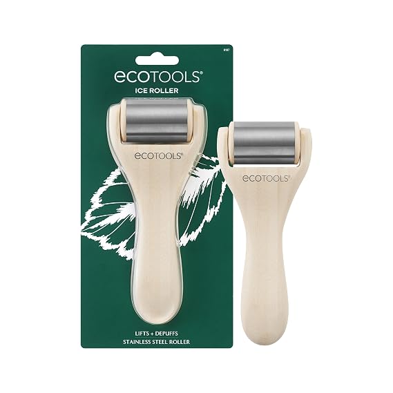 EcoTools Ice Roller, Stainless Steel Facial Roller, 1 Count | Ice roller for face cooling relief with a stainless steel head, cold face roller, face and neck, and freezer-safe