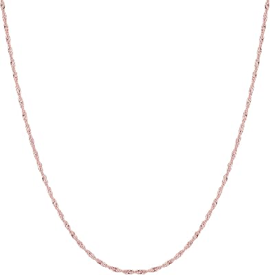 Jewelry Affairs 10k Rose Gold Singapore Chain Necklace, 1.0mm