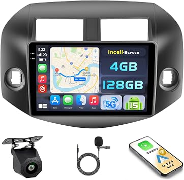[4+128G] Android 15 Car Stereo for Toyota RAV4 2007-2012, Hikity 10 in-Cell Touchscreen RAV4 Radio Wireless Carplay Android Auto 5G WiFi/Bluetooth/Mirror Link GPS SWC FM/RDS/EQ Backup Cam+Mic