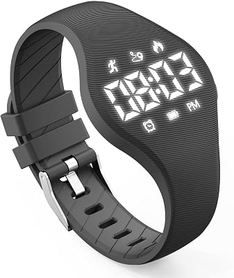 Konewos Kids Led Fitness Tracker Watch for Boys Girls, No App, Digital Sport Wristwatch, Waterproof, with Pedometer Alarm Clock, for Teens Children Students Ages 5-16 Black