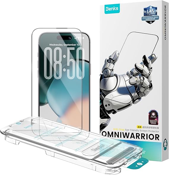 BENKS OmniWarrior for iPhone 17 Pro Max Screen Protector, 3D Full Coverage Tempered Glass, Shatterproof & Scratch Resistant, Eye-Friendly HD Clarity, Easy Foolproof Installation