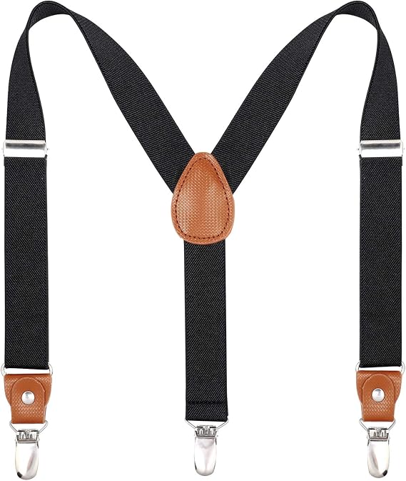 Kajeer Kids Boys Adults Suspenders -Y Back Adjustable Strong Clips Synthetic Leather Suspenders
