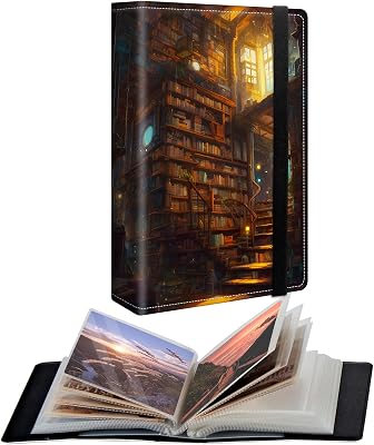 Small Photo Album 4x6 inch PU Leather Cover Photo Albums with 120 Photos Transparent Inner Pockets and Elastic Band Design Cute Photo Albums for Family Anniversary Wedding - Books
