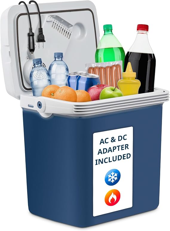Ivation Electric Cooler & Warmer, Portable Thermoelectric Fridge w/Handle | for Vehicles & Trucks| Includes 110V AC Home Power Cord & 12V DC Car Adapter for Camping, Travel & Picnics, 25L
