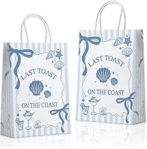 Usumz Last Toast on the Coast Goodie Bags Coastal Bachelorette Candy Bag Beach Bridal Shower Gift Bags Blue White 20Pcs