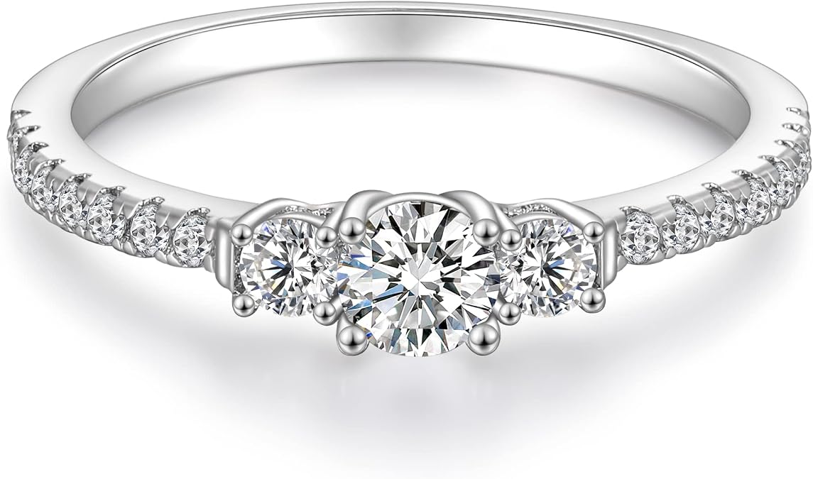 SHINYSO Wedding Band for Women Cubic Zirconia CZ Engagement Ring Anniversary Promise Eternity Jewellery Rings Size 4-10