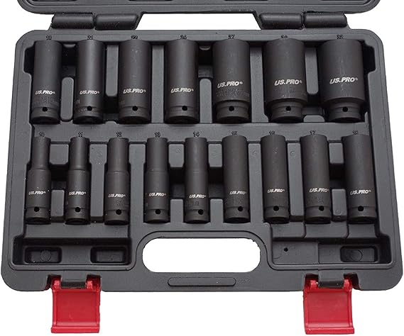 US PRO by Bergen 16pc 1/2'' Dr 6-Point European Deep Impact Socket Set B1340
