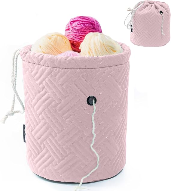 MYBAGZING Yarn Bag, Small Crochet Bag Organizer, Drawstring Yarn Storage Bags Yarn for Crocheting, Knitting Bag for Crochet Beginner,Yarn Holder, Yarn Bowl with Pocket for Crochet Accessories