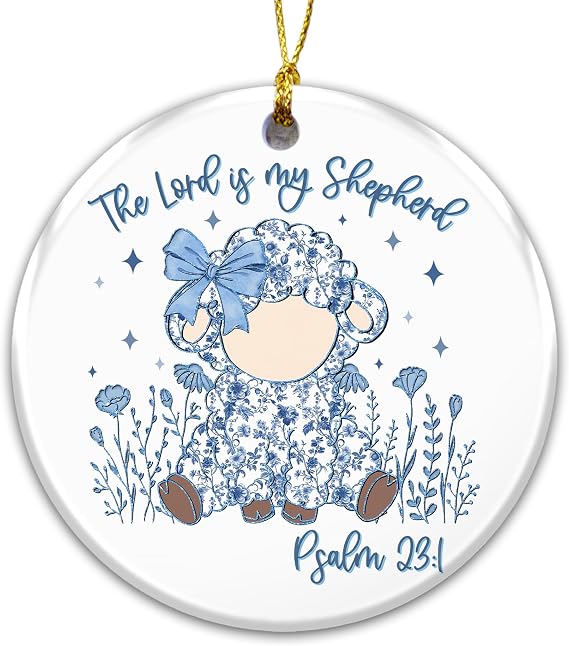 The Lord is My Shepherd Ornament – Psalm 23:1 Ceramic Christian Christmas Tree Decoration – Religious Holiday Ornament Keepsake – Inspirational Xmas Décor Gift for Family Friends Loved Ones
