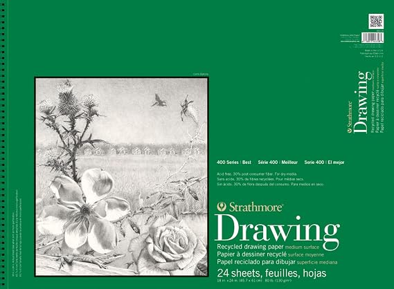 Strathmore 443-18 400 Series Recycled Drawing Pad, 18"x24" Wire Bound, 24 Sheets
