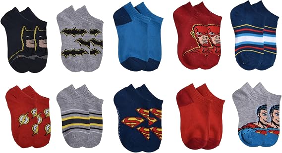 JUSTICE LEAGUE Boys' 10-pack No Show Socks
