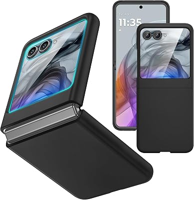 Ruky for Motorola Razr 20242025 Case [Not fit Ultra or Plus], with Built-in Screen Protector, Support Wireless Charging Slim Razr 2024 Case, Hard Ultra-Thin Phone Case for Moto Razr 2025,Black