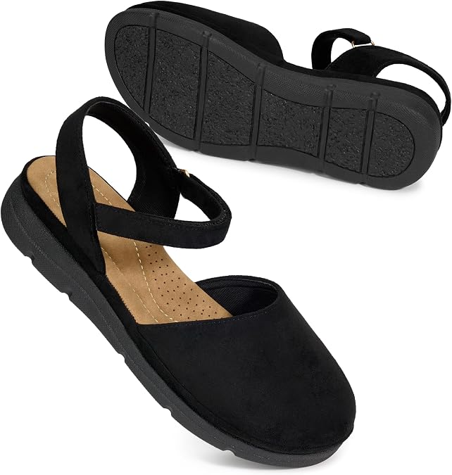 Closed Toe Sandals Women: Comfortable Memory Foam Flats