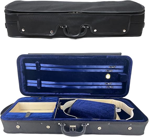 Vetimobato Adjustable 15-16.5 inch Viola Case 16 inch Hard Viola Box Composite with Neck Straps & Music sheet Bag & 4 Bow Holders (Blue Velvet Lining)