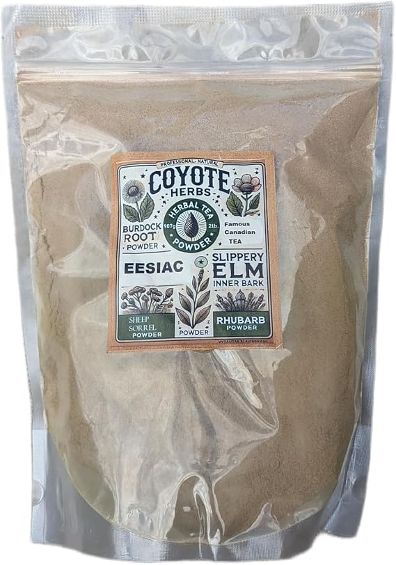 EESIAC Herbal Tea – 4 Herb Blend – Slippery Elm, Sheep Sorrel, Burdock Root & Rhubarb Root – 2lb (907g) – Handcrafted, Pure & Natural Loose Leaf Tea – Resealable Ziplock Bag