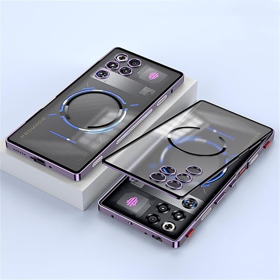 DAYJOY Magnetic Metal Bumper Frame Case Compatible with Nubia Red Magic 11 Pro/11 Pro+, Luxury Premium Aluminum Alloy Shockproof Bumper Frame with Hard Plastic Back Cover (Purple)