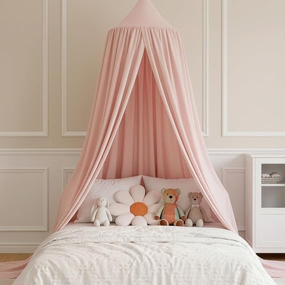 Bed Canopy Mosquito Net for Twin/Full/Queen Beds – Soft Polyester Bed Cover, Breathable & Skin-Friendly, Blocks Glare, Protects Against Mosquitoes, Easy Installation (Pink)