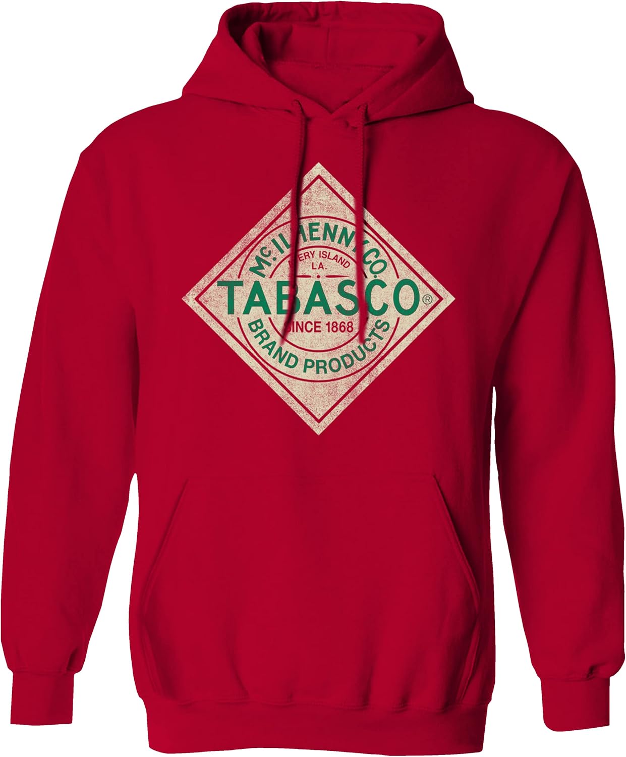Tabasco Hot Sauce Food Label Men's and Women's Hoodies, Unisex Hooded Sweatshirts Medium, Red