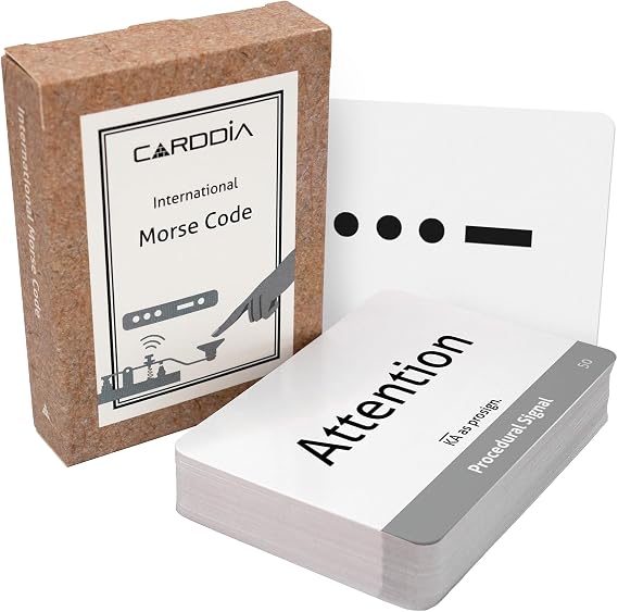 CARDDIA International Morse Code Educational Flash Cards (ITU Standard), 53 Pieces, Standard Playing Card Size, Sturdy, Water Resistant