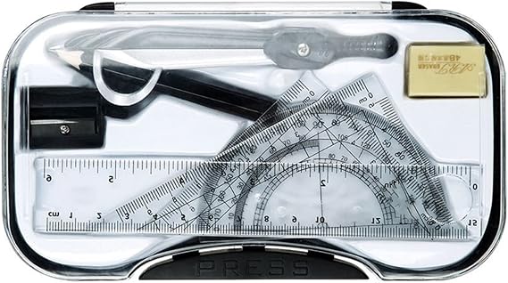 Geometry Kit Math Geometry Kit Set Professional Compass Math Geometry Protractor Drawing Compass Ruler Triangle Math Study Tool Kit School Supplies (7pcs/Set) Compass Set Professional Compass Set