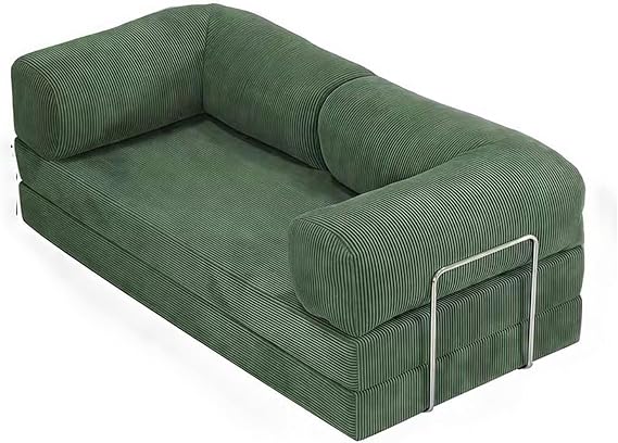 High-Density Foam Modular Sectional Sofa, 3 In 1 Convertible Folding Single Sofa Bed, Boneless Couch, with Armrest &Fixed Frame, for Living Room Bedroom(Dark Green,39in)
