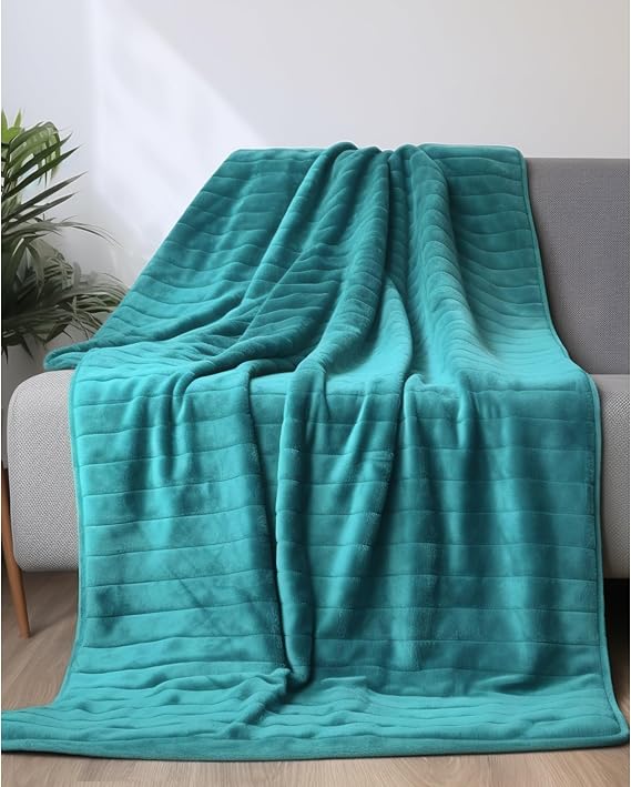 LaSyL Flannel Fleece Blankets Twin XL Size Green - 3 Layers 450GSM Plush Fuzzy Cozy Soft Throw Blanket for Bed, Sofa, Couch, Travel, Camping, 72x90 inches