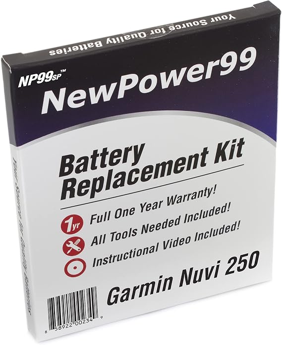 NewPower99 Battery Replacement Kit with Battery, Video Instructions and Tools for Garmin Nuvi 250