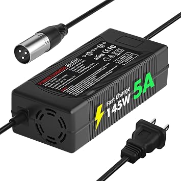 24V 5A Fast Battery Charger 3-Pin XLR for Mobile Scooter, Wheelchairs,Jazzy Power Chair, Pride Mobility, Shoprider, eZip,Drive Medical, Bladez, Go-Go Elite Traveller