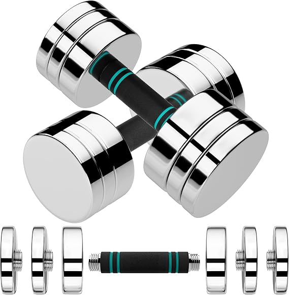 LIFERUN Steel Adjustable Dumbbell Set of 2, 5/10/15lb2 Free Weights | Dumbbells Set, Non-Slip and Comfortable Foam Handle, Adjustable Dumbbells Weights Set for Home Gym Office Exercise