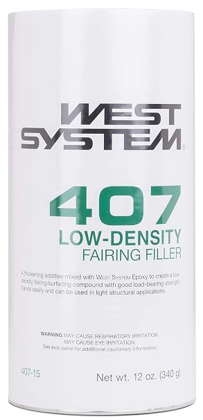 WEST SYSTEM 407 Low-Density Fairing Filler | 12 fl oz Lightweight Epoxy Filler Additive for WEST SYSTEM Epoxy | Easy-Sanding for Marine Wood and Fiberglass | Made in the USA