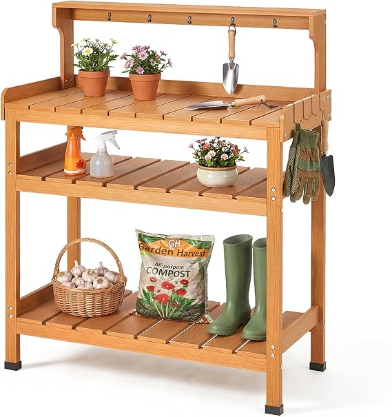 Frogprin Potting Bench Table, Extra-Large Outdoor Garden Potting Bench-HDPS