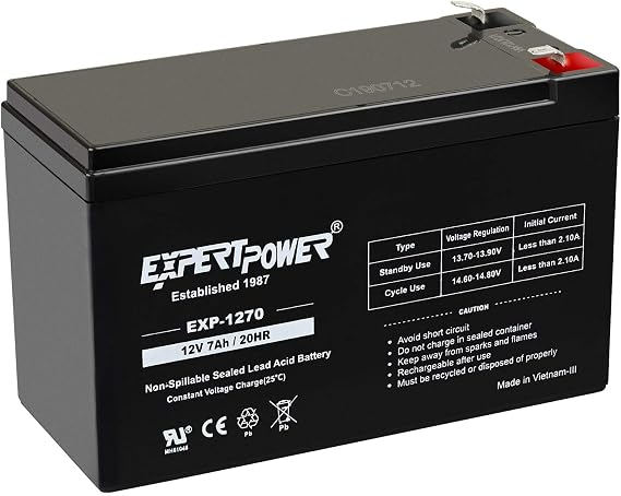 12V 7Ah Sealed Lead Acid Battery with F1 Terminal ExpertPower