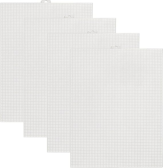 Plastic Mesh Canvas Sheets 7 Count 10.5 x 13.5 Inch Plastic Mesh Sheet Eye Mesh Plastic Cross Stitch Canvas for Embroidery Knit Crochet Projects DIY Crafts (4Pcs)