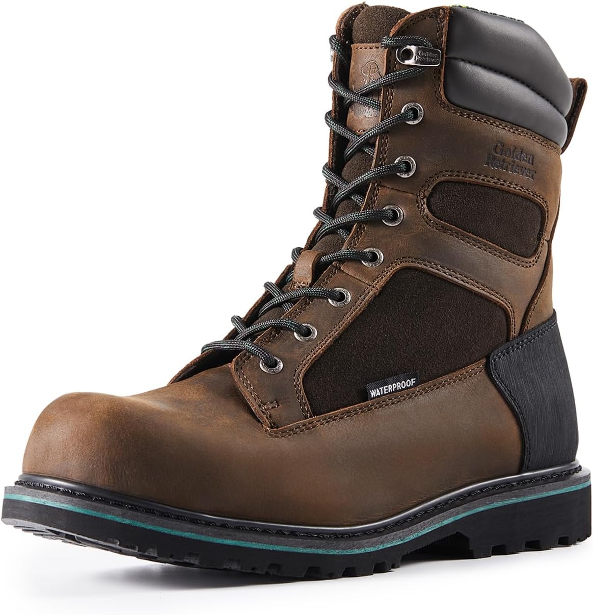 Golden Retriever Work Boots for Men Heavy Duty Composite Toe 68 Durable Crazy Horse Leather Waterproof Slip-Resistant Construction Industry Boots GJ3155-GJ3255