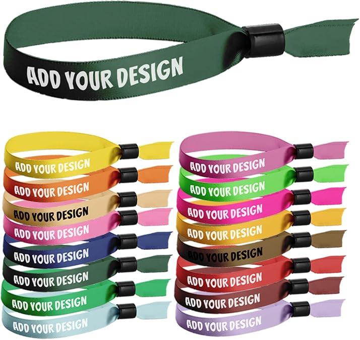 Custom Cloth Wristbands for Event-Personalized Wristband with Text Logo Clip Art for Wedding, Awareness, Party, Festival