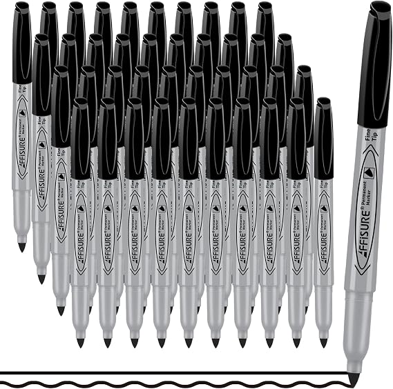 Permanent markers, 40 packs permanent markers bulk, quick drying in one second, smooth, not easy to erase, durable, can be marked on glass, tiles and cloth, office supplies,Gray shell