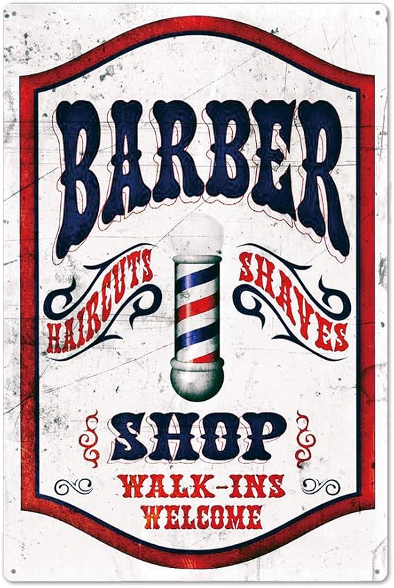 Original Retro Design Barber Shop Tin Metal Sign Wall Art| Thick Tinplate Print Poster Wall Decoration