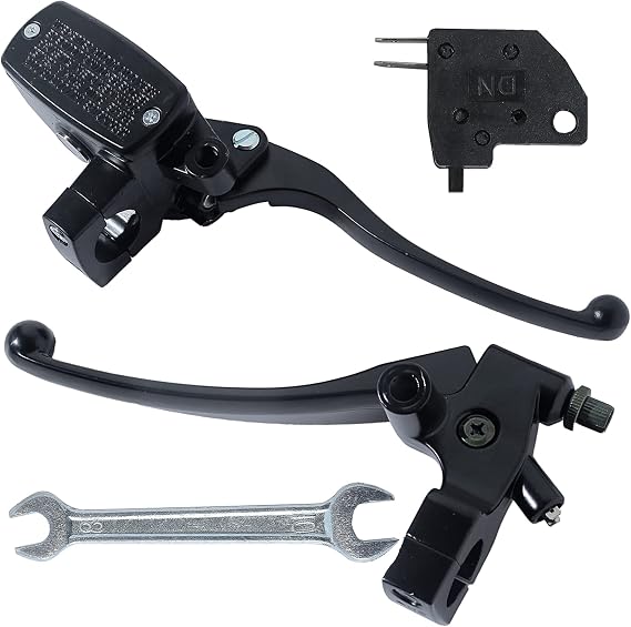 Stylemafia Universal Motorcycle 1" 25mm Handlebar Right Brake Master Cylinder & Left Clutch Lever Kit Compatible with Honda Kawasaki Suzuki Yamaha (Black