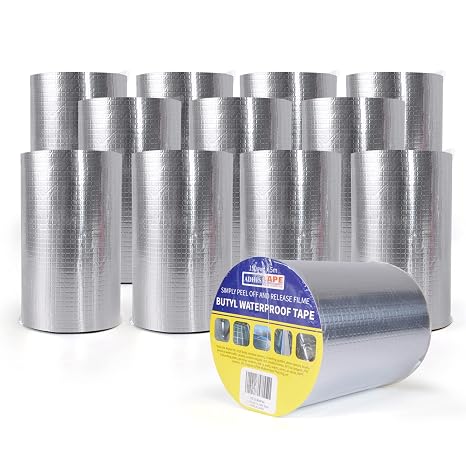 ADHES Butyl Tape Waterproof Tape Aluminum Foil Tape 4in x 16ft x 12Rolls