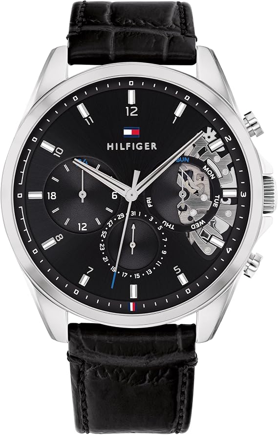 Tommy Hilfiger Analogue Multifunction Quartz Watch for Men with Stainless Steel mesh and Link Bracelet and Leather Strap