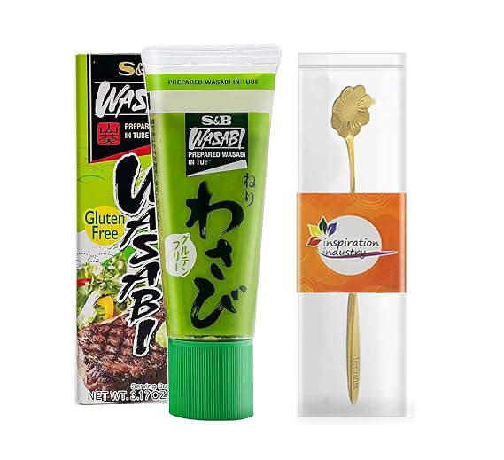 S&B Gluten-Free Prepared Hot Wasabi in Tube, Family Size,3.17 Oz (90 g) Plus Spoon (1 Pack)