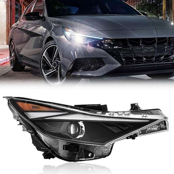 TODO Headlight Assembly for 2021 2022 Hyundai Elantra, Halogen with LED DRL Passenger Side Headlamp for 92102-AB000 HY2503247