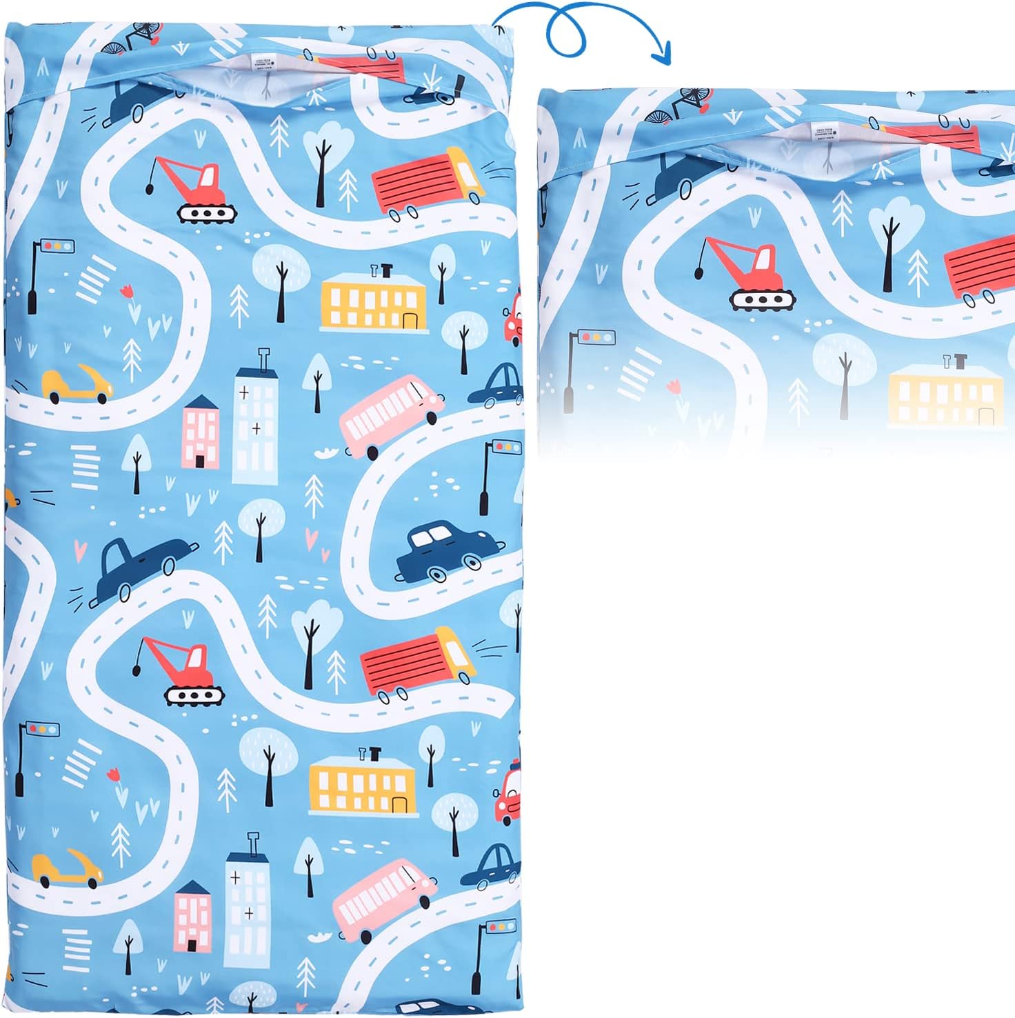 Cloele Kids Nap Mat Cover for Boys & Girls - Full Nap Mat Washable Sheet 50" x 26.5" Sewn-in Flap Design Rest Mat Cover Perfect for Preschool and DaycareCar Cover ONLY