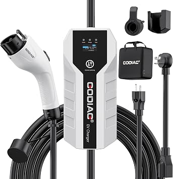 GODIAG Level 1+2 EV Charger - ETL Certified, 16Amp, 110V-240V, 20ft Cable, Portable Electric Car Charger for J1772 EVs with NEMA 6-20 & NEMA 5-15 Plug