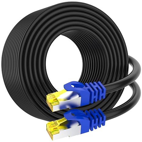 Cat 8 Ethernet Cable 5 ft,10 ft 15 ft 25 ft 30 ft 50 ft 100 ft Heavy Duty High Speed Network Internet Cable,26AWG 40Gbps 2000Mhz,S/FTP Indoor&Outdoor Shielded LAN Cable-Waterproof