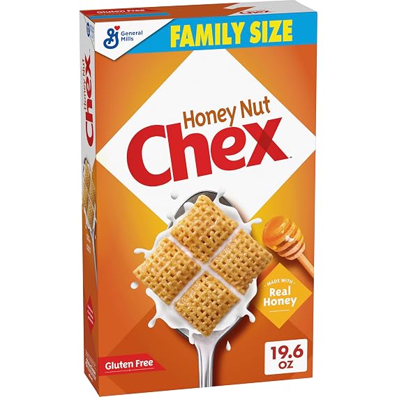 Honey Nut Chex Cereal, Gluten Free,Family Size, 19.6 oz | Made with Real Honey & Natural Almond Flavor, 13g Whole Grain per Serving, Good Source of 12 Vitamins & Minerals