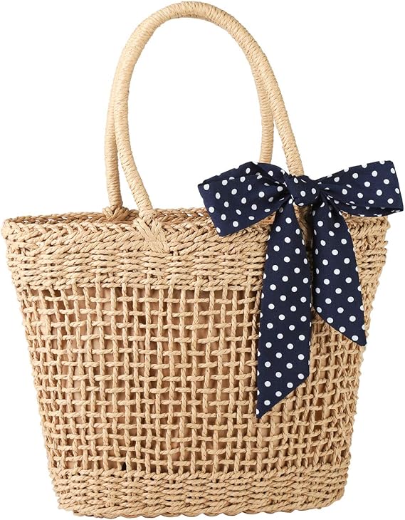YXILEE Straw Tote Bag for Women - Summer Beach Bag Foldable Woven Tote Bags