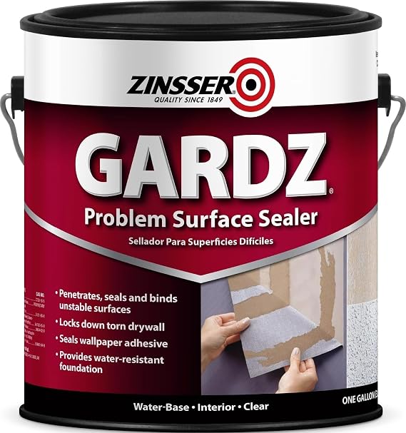 Zinsser Gardz Water-Based Problem Surface Sealer, Clear, 1 Gallon | Zinsser Gardz problem surface sealer, 1 Gallon. Clear water-base sealer hardens & seals damaged drywall, torn paper.
